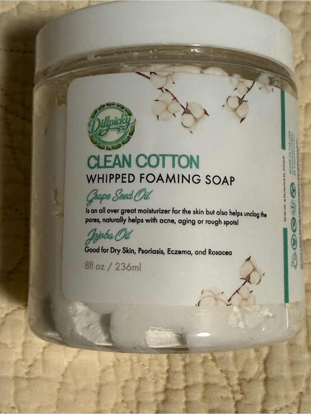 Aminnah/Dillpicky collab “Clean Cotton” Whipped Foaming Soap!